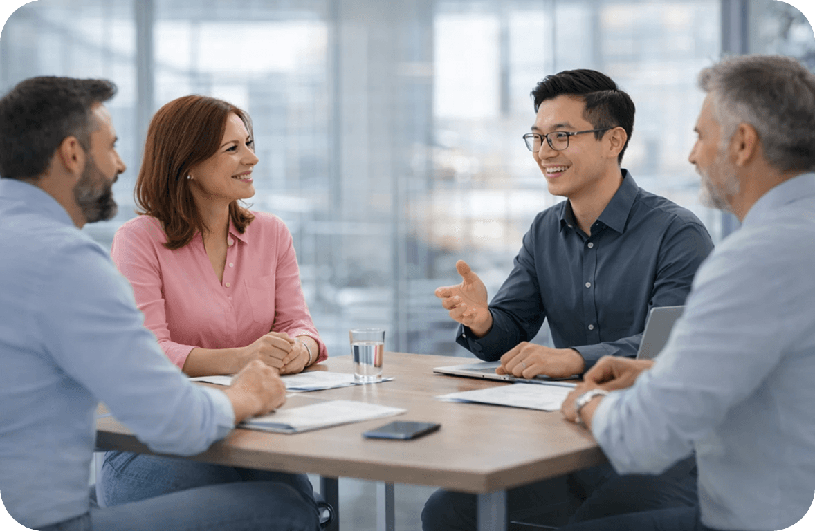 Oneir team in a business meeting